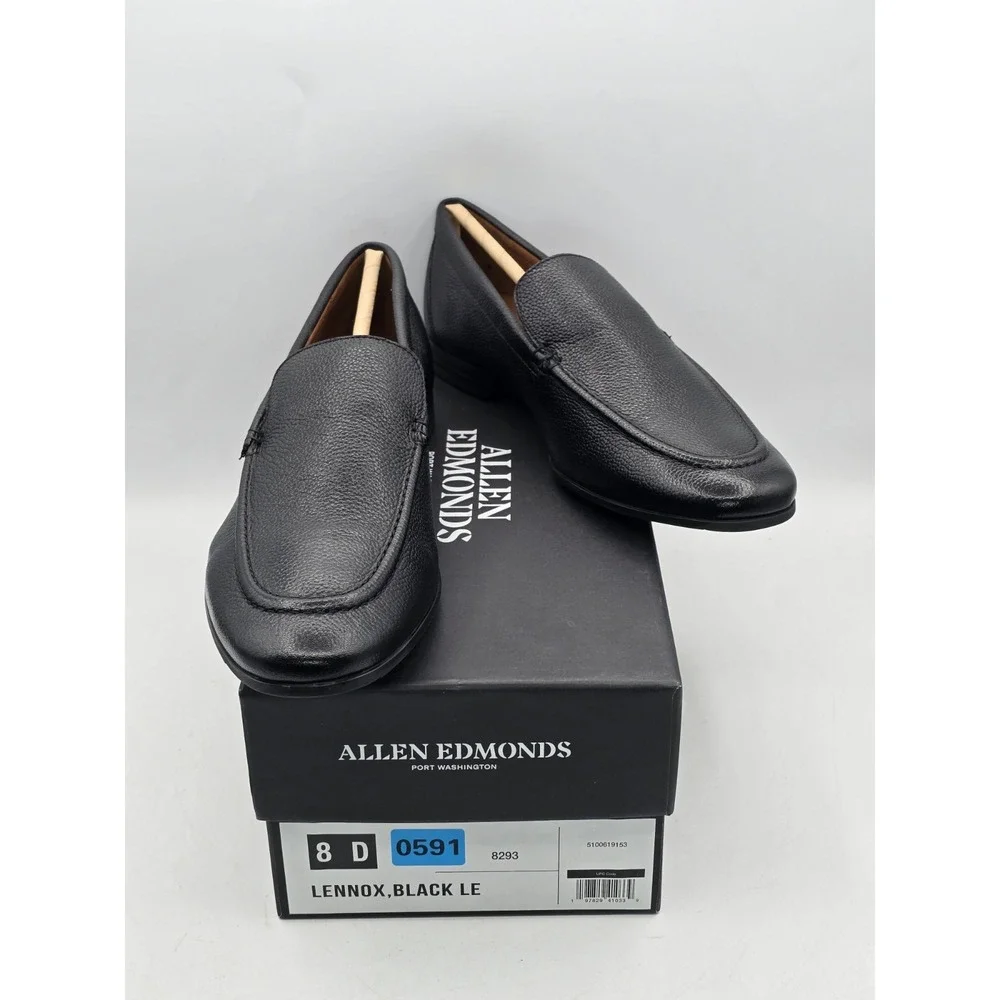 Allen Edmonds Leather Lennox Black‎ Slip On Loafer Men's Size 8D - MSRP 409$